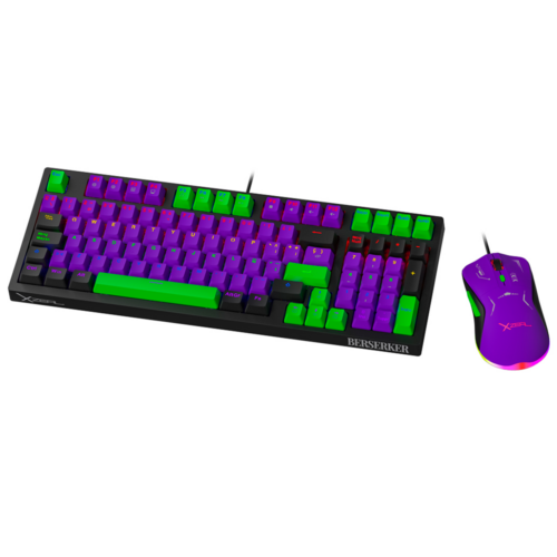 KIT GAMER XZEAL 2 EN 1 TECLADO Y MOUSE XZ-201 MORADO/VERDE - Imagen 3