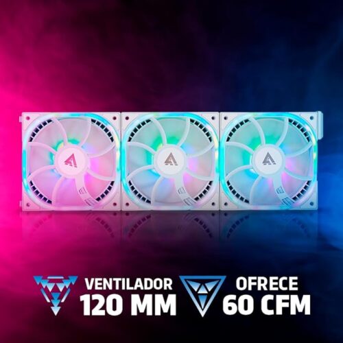 KIT VENTILADORES MODULAR GAME FACTOR 3X120MM 58CFM RGB BLANCO FKG500-W - Imagen 3