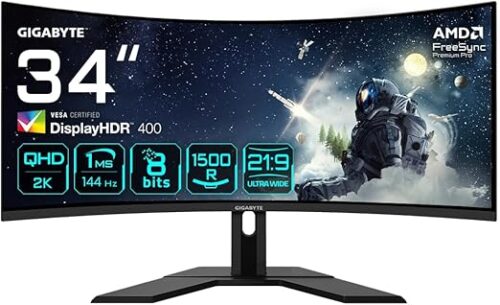 MONITOR LED GIGABYTE 34" 3440X1440 QWHD, 144HZ, CURVO, VA, HDMI 2.0*2 - G34WQC A