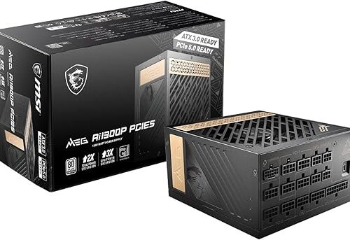 FUENTE DE PODER MSI 1300W MEG Ai1300P PCIE5 80 PLUS PLATINUM FULL MODULAR