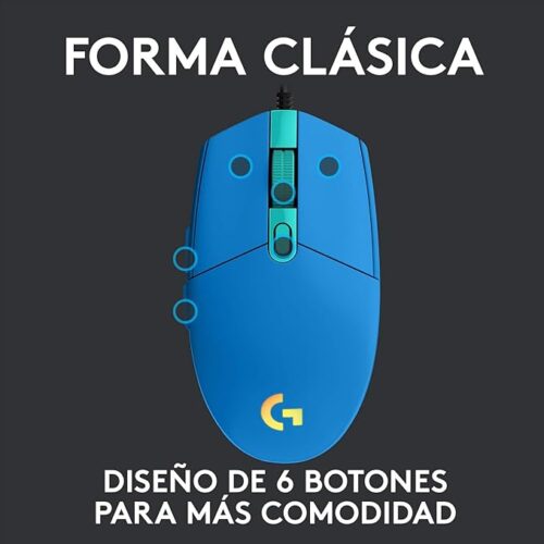 MOUSE LOGITECH G203 USB LIGHTSYNC BLUE - Imagen 4