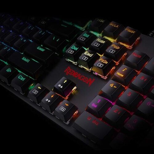 TECLADO SHRAPNEL NEGRO: FULL SIZE, ESPAÑOL, ALAMBRICO, MECANICO RED SWITCH LOW PROFILE + LUZ RGB - Imagen 3