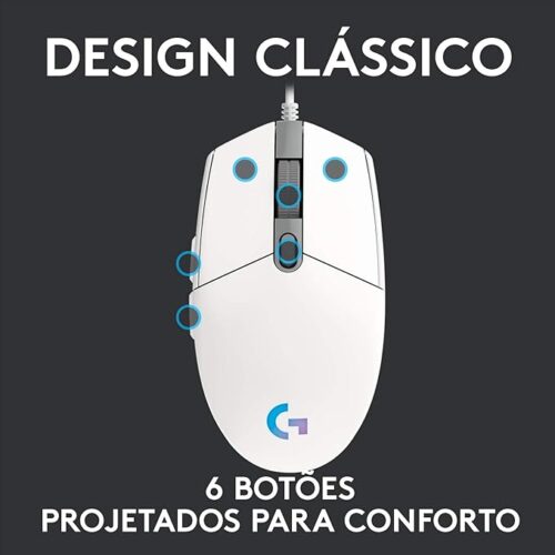 MOUSE LOGITECH G203 USB LIGHTSYNC WHITE - Imagen 3