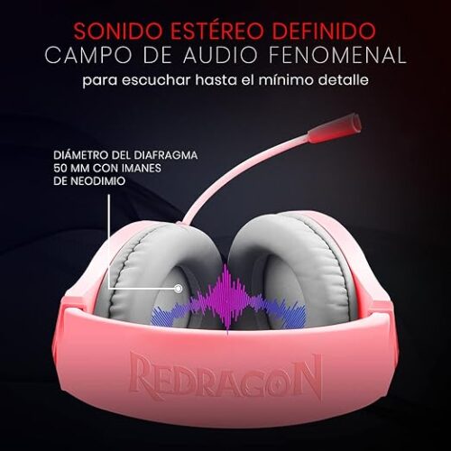 AURICULARES HYLAS ROSA LUZ RGB - Imagen 4