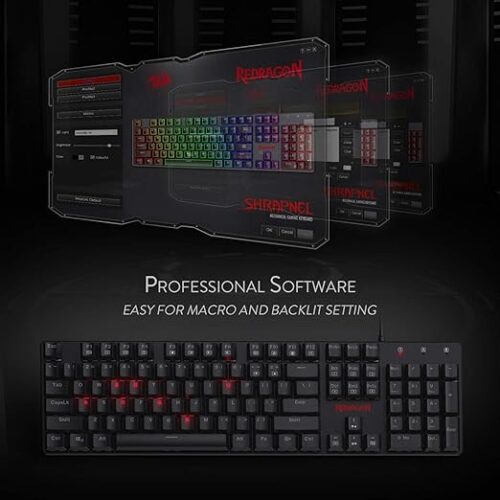 TECLADO SHRAPNEL NEGRO: FULL SIZE, ESPAÑOL, ALAMBRICO, MECANICO RED SWITCH LOW PROFILE + LUZ RGB - Imagen 2