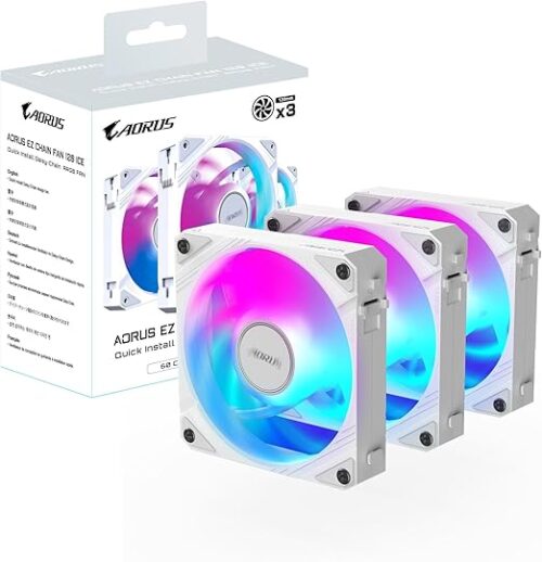 VENTILADORES AORUS EZ CHAIN FAN120 ICE 3X120MM ARGB FAN 60CFM BLANCO