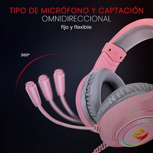 AURICULARES HYLAS ROSA LUZ RGB - Imagen 3