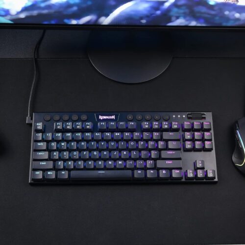 TECLADO HORUS NEGRO: TKL, ESPAÑOL, ALAMBRICO, MECANICO RED SWITCH + LUZ RGB - Imagen 3