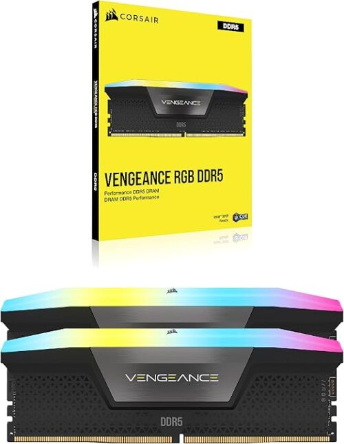 MEMORIA DIMM DDR5 CORSAIR 32GB,6000MHZ,(2X16GB) VENGEANCE RGB NEGRO, CL30-76