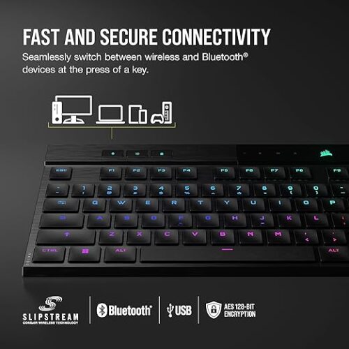 TECLADO MECANICO CORSAIR K100 AIR WIRELESS RGB NEGRO - Imagen 3