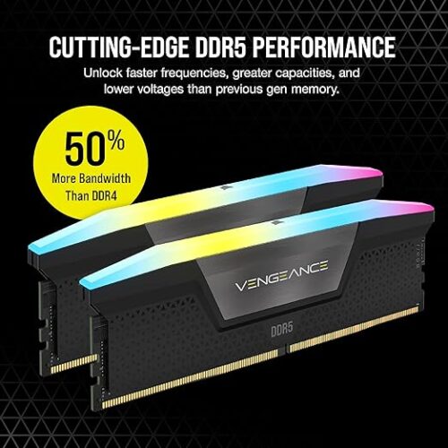 MEMORIA DIMM DDR5 CORSAIR (CMH32GX5M2B5200C40) 32GB (2X16GB) 5200MHZ VENGEANCE RGB NEGRO - Imagen 4