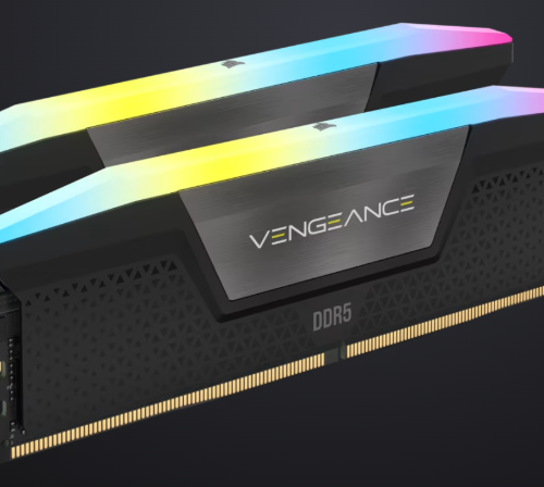MEMORIA DIMM DDR5 CORSAIR 64GB (2X32GB) 5200MHZ VENGEANCE RGB NEGRO