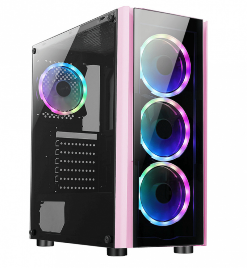 GABINETE XZEAL (XZCGB12P) XZ110-1, MICRO ATX, PANEL VIDRIO ROSA