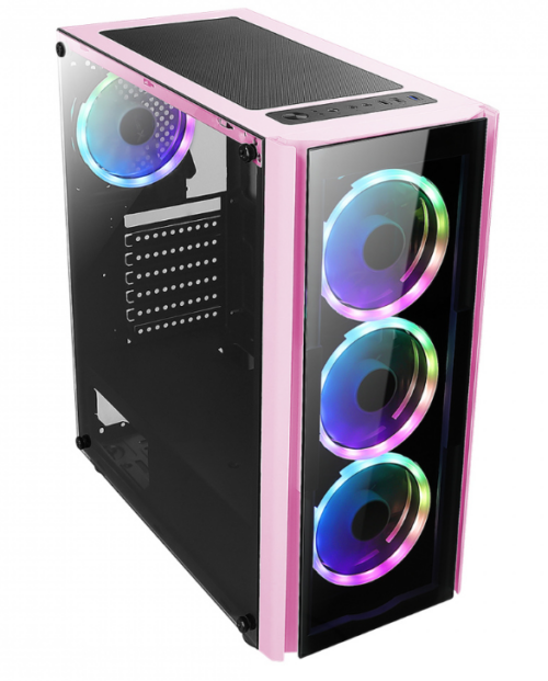 GABINETE XZEAL (XZCGB12P) XZ110-1, MICRO ATX, PANEL VIDRIO ROSA - Imagen 3