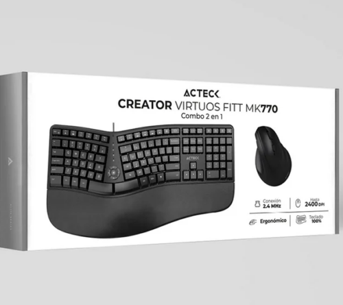 KIT TECLADO Y MOUSE NEGRO INALAMBRICO ACTECK FITT MK770