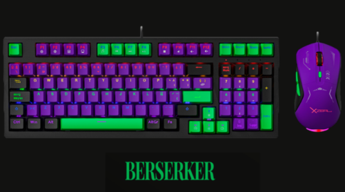 KIT GAMER XZEAL 2 EN 1 TECLADO Y MOUSE XZ-201 MORADO/VERDE