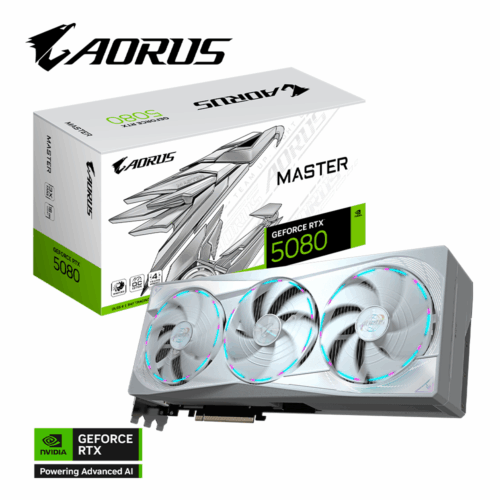 TARJETA DE VIDEO GIGABYTE RTX 5080,16GB GDDR7,PCIE 5.0,1*HDMI,3*DP,3 FAN (GV-N5080AORUSM ICE-16GD)
