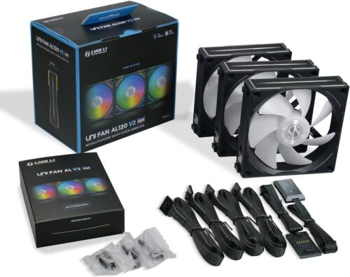 KIT VENTILADOR LIAN-LI UNI FAN AL V2 120 MM ARGB VENTILADOR CON DRIVER, PAQUETE DE 3 - NEGRO, 120 MM - Imagen 2