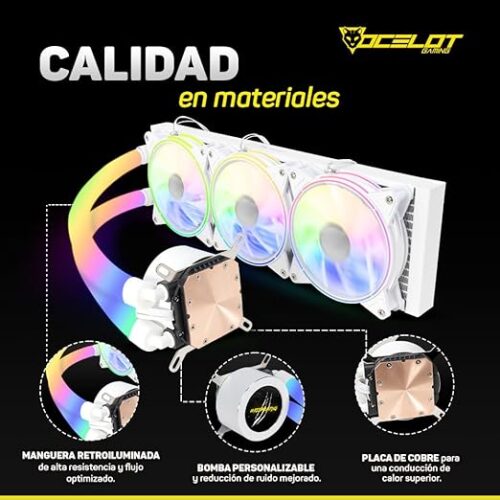 ENFRIAMIENTO LIQUIDO OCELOT GAMING POLAR WAVE 360 WHITE / 360MM / ARGB / 70 CFM / 1800 RPM / 32 DB COLOR BLANCO - Imagen 4