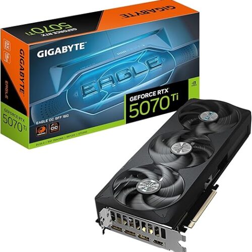 TARJETA DE VIDEO GIGABYTE RTX 5070TI, 16GB GDDR7,PCIE 5.0,1*HDMI,3*DP3,FAN (GV-N507TEAGLE OC-16GD)