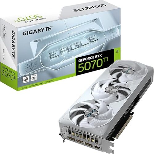 TARJETA DE VIDEO GIGABYTE RTX 5070TI,16GB GDDR7,PCIE 5.0,1*HDMI,3*DP3,FAN (GV-N507TEAGLEOC ICE-16GD)