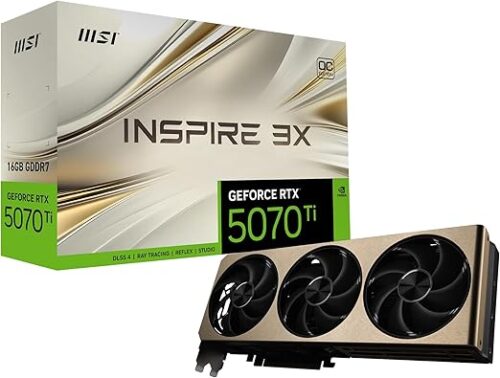 TARJETA DE VIDEO MSI RTX 5070TI INSPIRE 3X OC 16GB GDDR7 HDMI DP