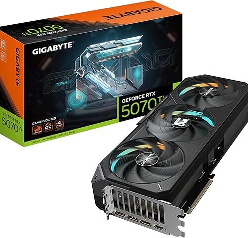TARJETA DE VIDEO GIGABYTE RTX 5070TI, 16GB GDDR7,PCIE 5.0,HDMI,3*DP,3FAN (GV-N507TGAMING OC-16GD)