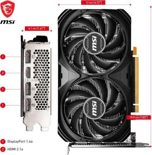 TARJETA DE VIDEO MSI RTX4060 VENTUS 2X 8GB OC 128 BITS GDDR6 - Imagen 2