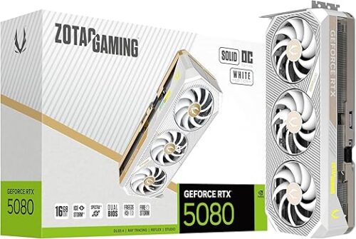 TARJETA DE VIDEO ZOTAC GAMING RTX 5080 SOLID OC WITHE EDITION 16GB GDDR7