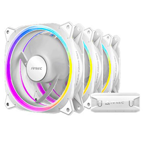 VENTILADOR P/GABINETE ANTEC (NEO PRIZM T3 120 ARGB W_3PK) PAQ 3 FAN ARGB 120MM,CONTROLADOR,BLANCO - Imagen 2