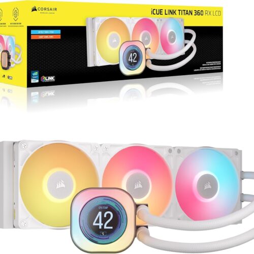 VENTILADOR P/CPU CORSAIR ICUE LINK H150I LCD AIO,360MM,ENFRIAMIENTO LIQUIDO,BLANCO (CW-9061026-WW)