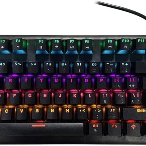 TECLADO MECÁNICO OCELOT GAMING OGMK02 SWITCH AZUL RGB 88 TECLAS ANTHIGOSTING USB COLOR NEGRO